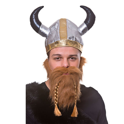 Wicked Costumes Viking Baard met vlechten bruin