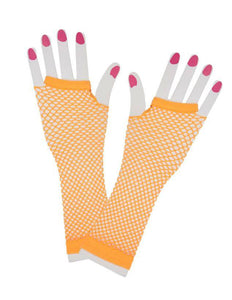 Wicked Costumes Vingerloze lange net-handschoenen neon oranje