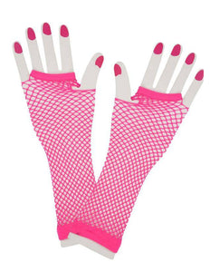 Wicked Costumes Vingerloze lange net-handschoenen neon roze