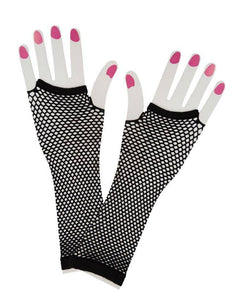 Wicked Costumes Vingerloze lange net-handschoenen zwart