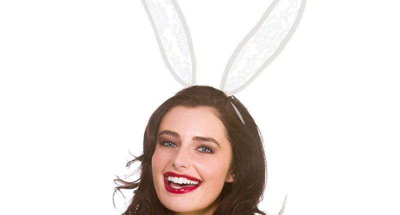 Wicked Costumes Witte konijnenoren met kant