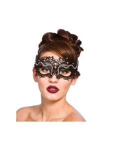 Wicked Costumes Zwart metalen oogmasker Hannah met nep diamanten