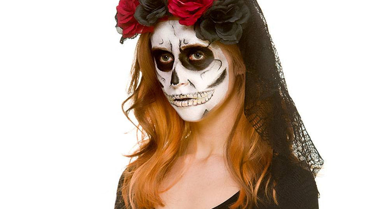 Wicked Costumes Zwarte bruidssluier met rozen