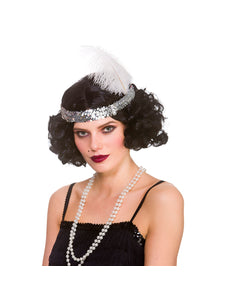 Wicked Costumes Zwarte Charleston pruik met krullen