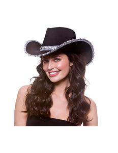 Wicked Costumes Zwarte cowboyhoed met pailletten