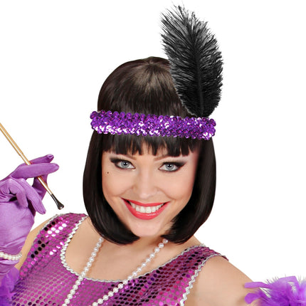 Widmann SRL Charleston hoofdband met pailletten paars