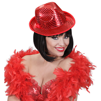 Widmann SRL fedora hoed vierkante pailletten rood