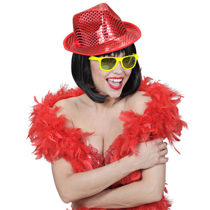 Widmann SRL fedora hoed vierkante pailletten rood