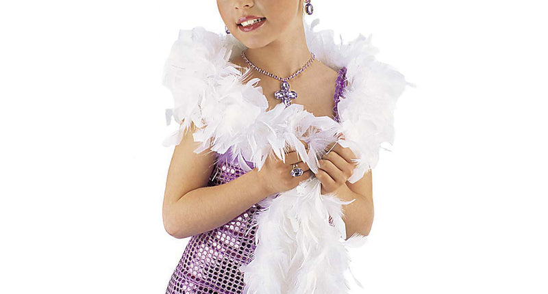 Widmann SRL Feestartikelen: Boa glamourgirl, wit met zilver