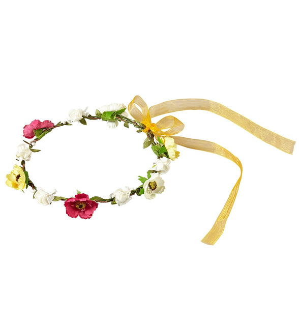 Widmann SRL Haarband bloemen wit rood geel met lint