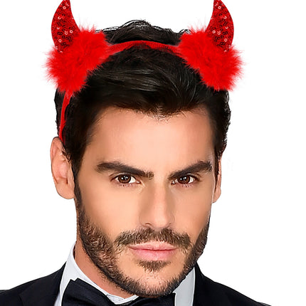 Widmann SRL Hoofdband pailletten hoorntjes Evi rood