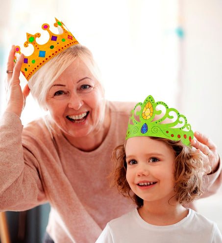 Widmann SRL Set van 6 beschilderbare kronen, 3 soorten assorti