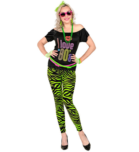 Widmann SRL Zebra legging disco neon groen dames