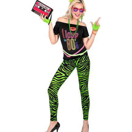 Widmann SRL Zebra legging disco neon groen dames