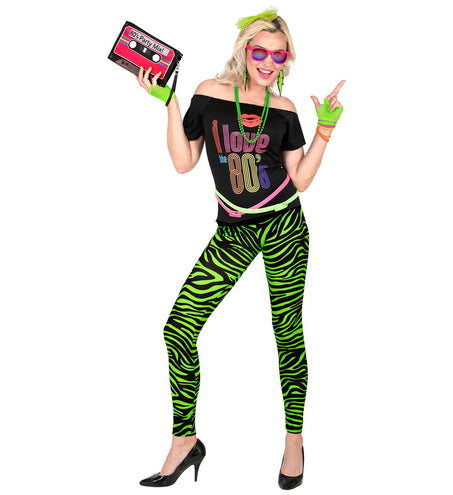 Widmann SRL Zebra legging disco neon groen dames