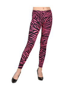 Widmann SRL Zebra legging disco neon roze dames