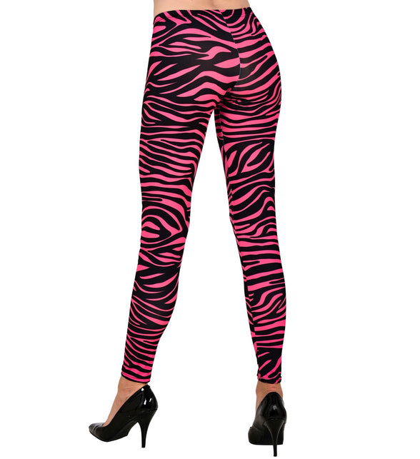 Widmann SRL Zebra legging disco neon roze dames