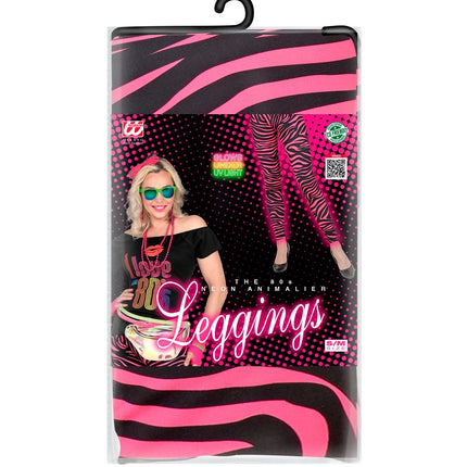 Widmann SRL Zebra legging disco neon roze dames