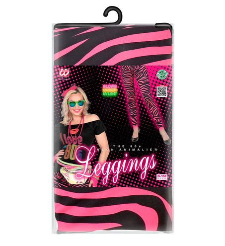 Widmann SRL Zebra legging disco neon roze dames