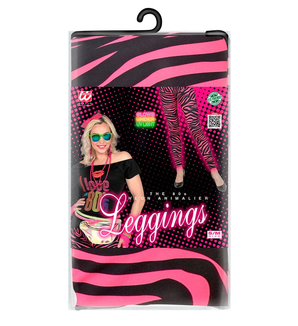 Widmann SRL Zebra legging disco neon roze dames
