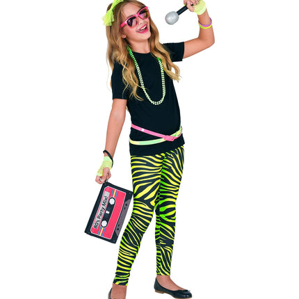 Widmann SRL Zebraprint legging kinderen neon groen