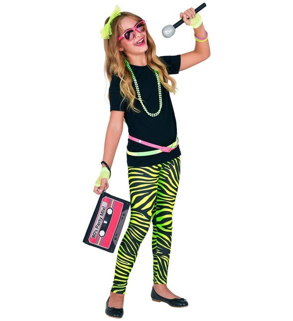 Widmann SRL Zebraprint legging kinderen neon groen
