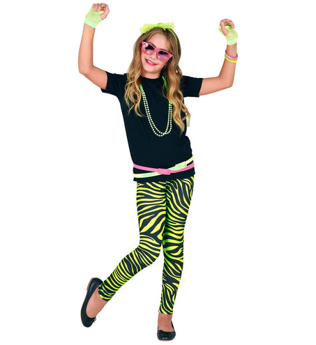 Widmann SRL Zebraprint legging kinderen neon groen